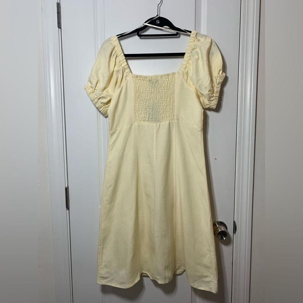 NWT Forever 21 Yellow Button Down Short Sleeved Midi Dress with slit size M - Picture 14 of 16